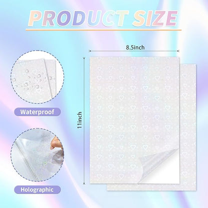 20 Sheets Holographic Sticker Paper, 8.5x11 Inch Clear Printable Vinyl Sticker - Image 2