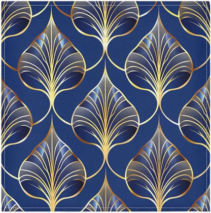 ALAZA Art Deco Floral Royal Blue & Gold Cloth Napkins Set of 1, 20x20 Inch - Image 2