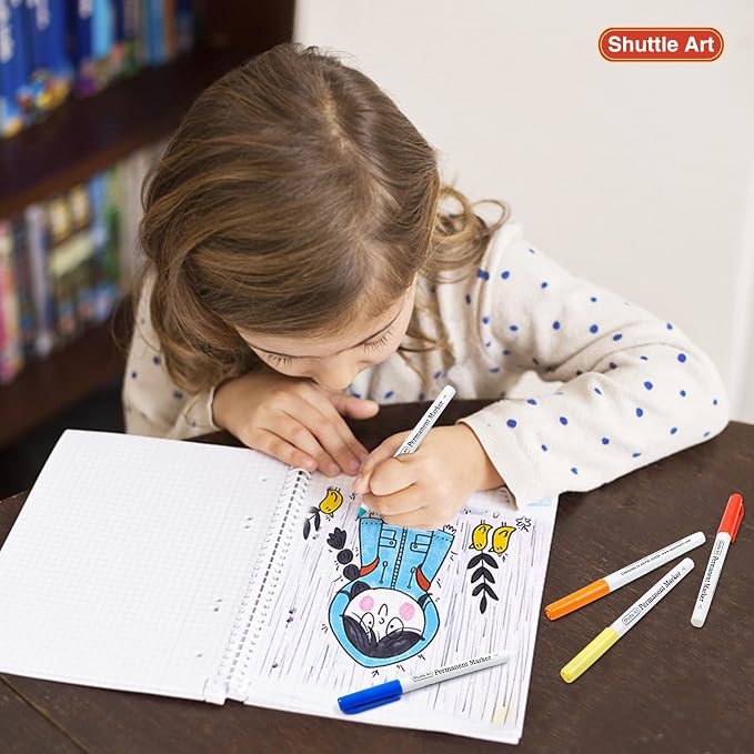 Shuttle Art Permanent Marker, 30 Colors Ultra Fine Point, Works on Plastic - Image 5