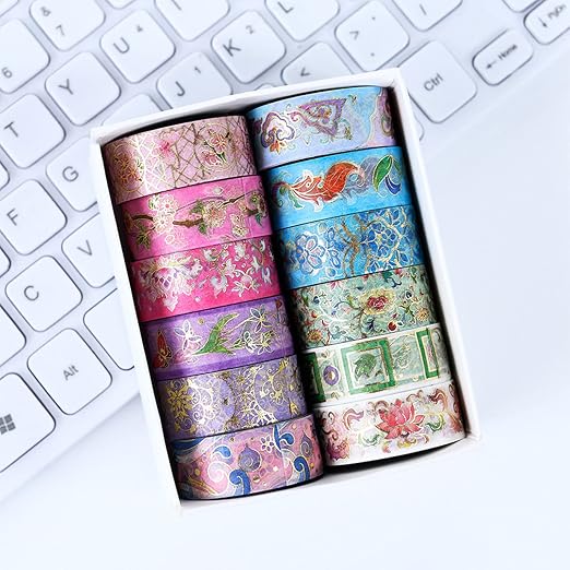 12 Rolls Floral Washi Tape Set, Botanical Washi Tape - Image 5