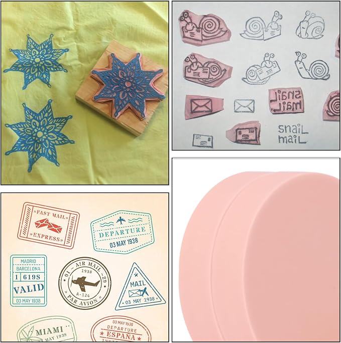60 Pcs 2" Round Rubber Carving Blocks, Linoleum Blocks, Stamp Carving Blocks - Image 7
