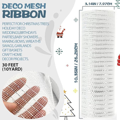 Anivia Deco Mesh Ribbon, 10inch x 30 Feet Each Roll Metallic Foil Mesh Ribbon - Image 2