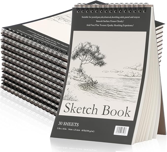 Jexine 20 Pcs 5.5'' x 8.5'' Top Spiral Bound Sketch Book 30 Sheet Each by Jexine