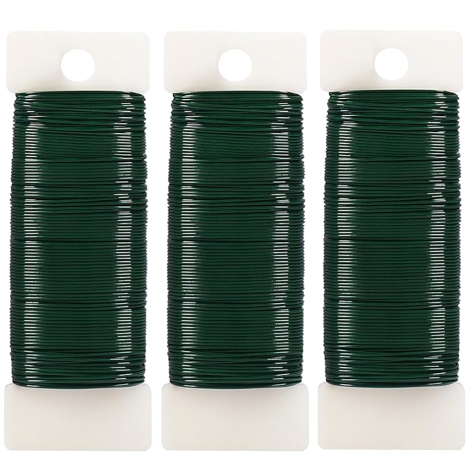 Tenn Well Green Floral Wire, 3 Pack Christmas Wreath Wire, 295 Feet 22 Gauge by TennWell