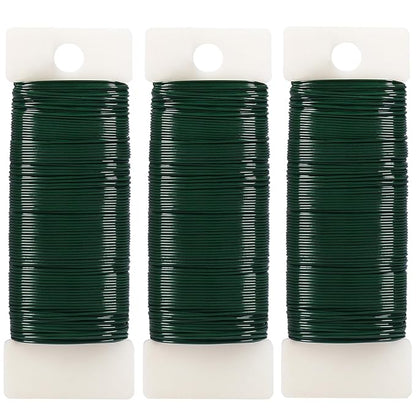 Tenn Well Green Floral Wire, 3 Pack Christmas Wreath Wire, 295 Feet 22 Gauge by TennWell