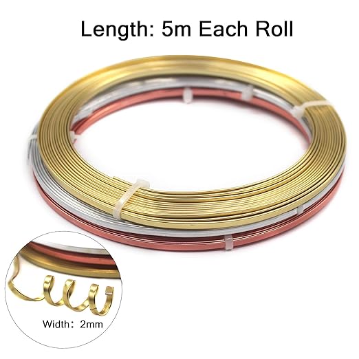Cinvo 3 Rolls Flat Craft Wire Jewelry Wire Flexible Aluminum Wire Tarnish - Image 3