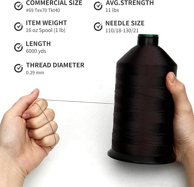 Extra Strong Bonded Nylon Thread #69 Tex70 – 16 OZ, Versatile Stitching Solution - Image 3