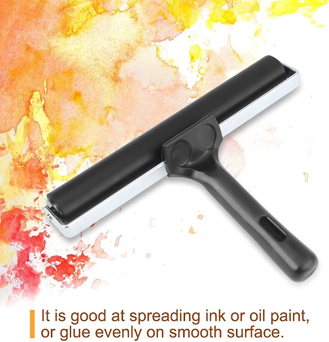 7.8 Inch Soft Rubber Brayer, Rubber Brayer Roller Paint Brush Ink Applicator - Image 2