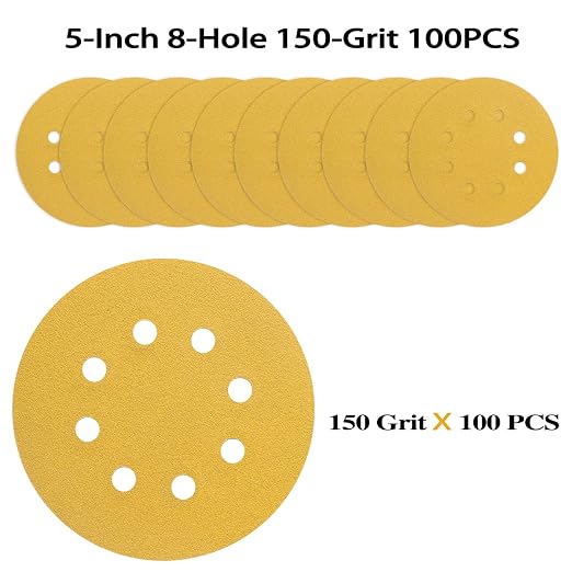 100PCS 5 Inch 8 Hole Sanding Discs 150 Grit - Image 2