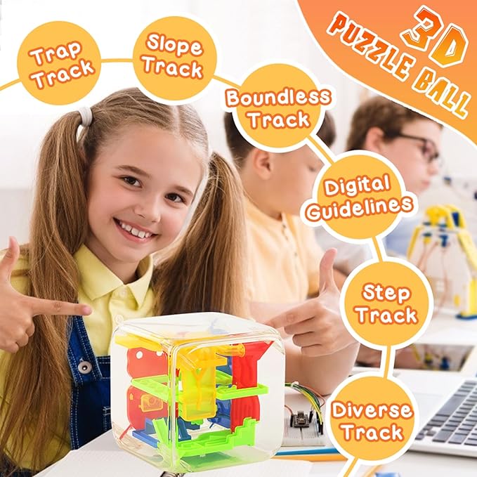 3 otters 3D Puzzle Maze Cube, 72 Obstacles Puzzle Cube Interactive Maze Game - Image 6