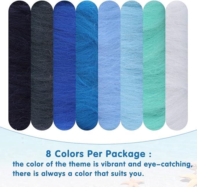 Wonvoc Needle Felting Wool 80 g, 8 Colors Nature Wool Roving, Felting Wool Bulk - Image 7