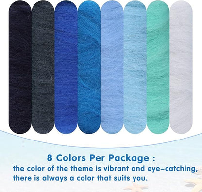Wonvoc Needle Felting Wool 80 g, 8 Colors Nature Wool Roving, Felting Wool Bulk - Image 7