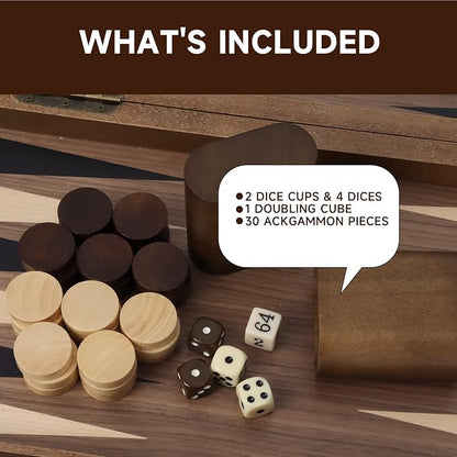 GSE Games & Sports Expert Premium Wooden Folding Inlay Backgammon Board Set - Image 5