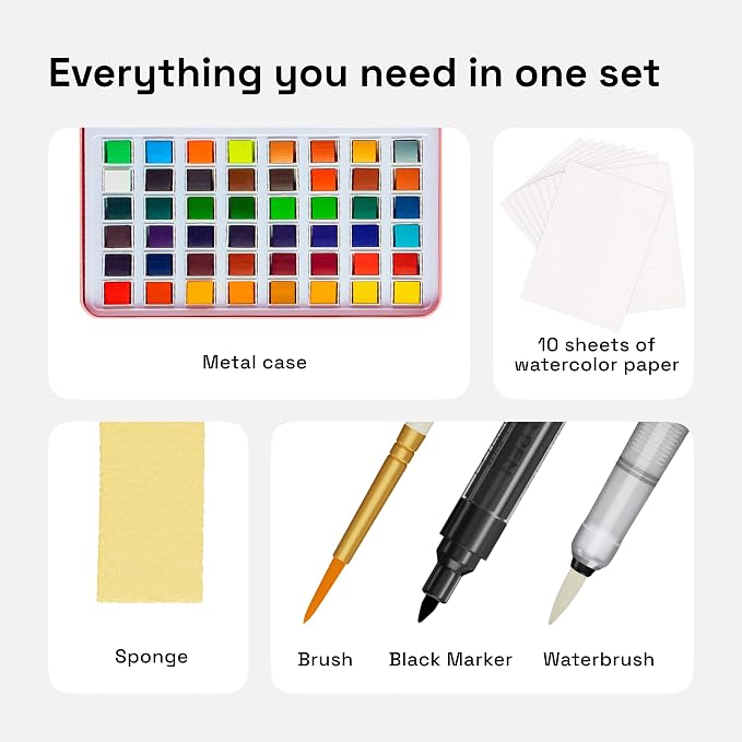 ARTISTRO Watercolor Paint Set – 48 Vivid Colors in Portable Box, Including - Image 3