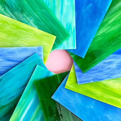 ILLUCKAI 12 Sheets Blue+Green Stained Glass Sheets Variety Pack, 6 x 4 inch - Image 5