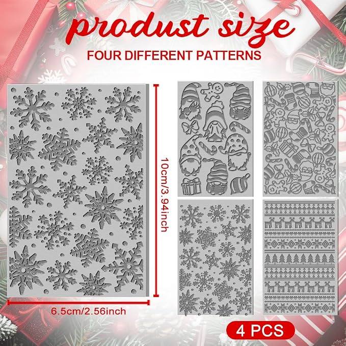 4PCS Christmas Polymer Clay Texture Sheets Set - Image 2