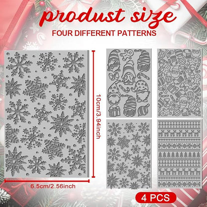 4PCS Christmas Polymer Clay Texture Sheets Set - Image 2