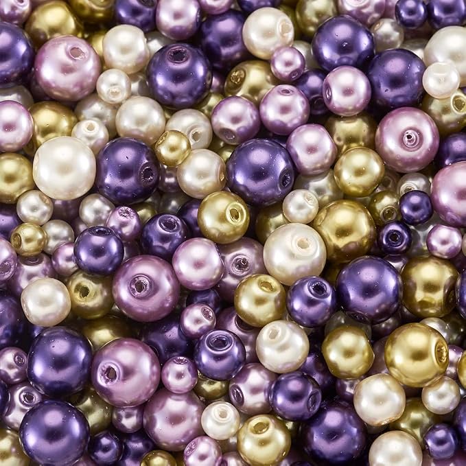 About 1840Pcs 4/6/8mm Glass Pearl Beads Pearlized Beads Multi Colors Round - Image 2