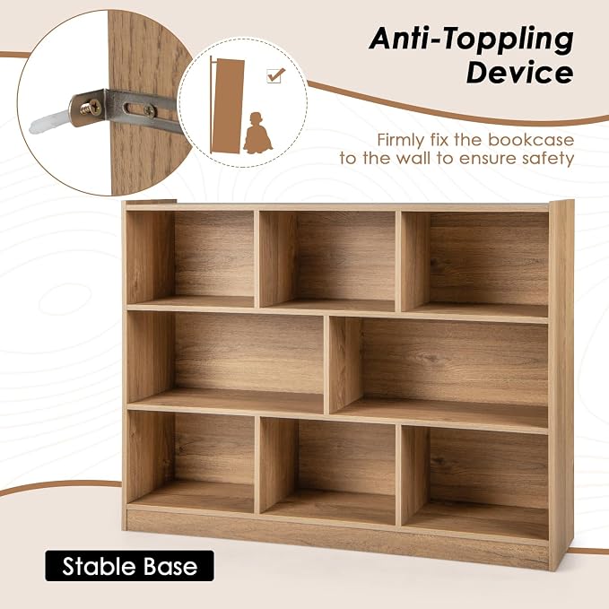 Toy Storage Organizer, 3-Tier Kids Bookshelf, 8 Cube Kids' Bookcases, Cabinets - Image 6