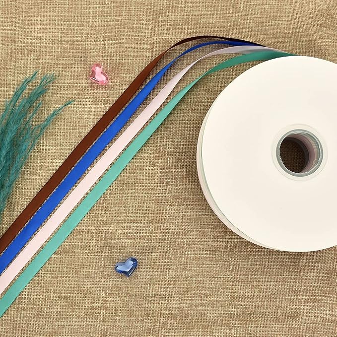 TONIFUL 3/8 Inch x 100yds Royal Blue Satin Ribbon Thin Solid Fabric Ribbons Roll - Image 6