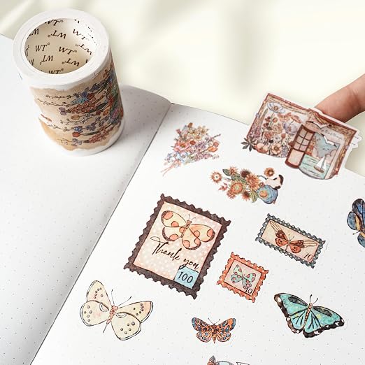 WT Stamped Wings Washi Tape Sticker Set – 3 Rolls Decorative Butterfly & Wing - Image 3