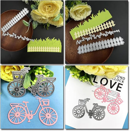 Grass Fence and Bike Metal Cutting Dies, Grass Bush Fence Die Cuts - Image 6