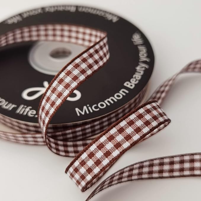 Brown Gingham Ribbon 25 Yards Christmas Ribbon - Image 5