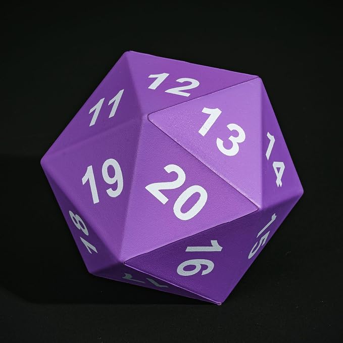 Large Foam D20 Dice, 80mm Purple 20 Sided Dice D&D Polyhedral Set by KSNDie