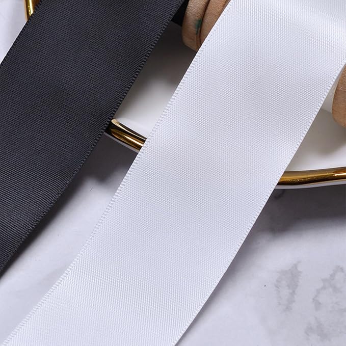 1-1/2" x 50 Yards White Polyester Satin Ribbon Single Faced Fabric Ribbons - Image 7