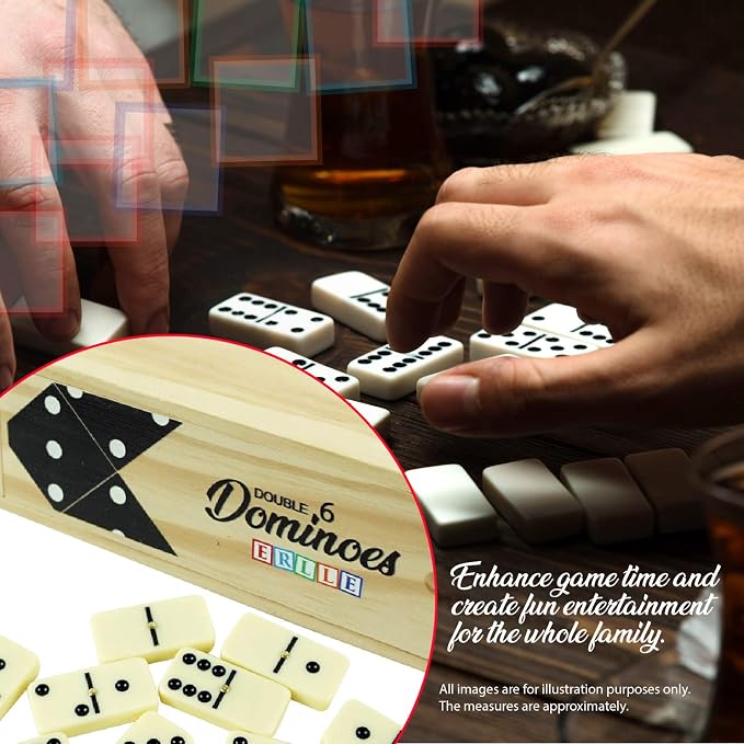 ERLLE - Dominoes Set, Premium Classic 28-Piece Double Six Domino Set - Image 3