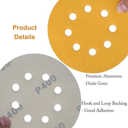 5-Inch 8-Hole Hook and Loop Sanding Discs 400-Grit Random Orbit Sandpaper - Image 5