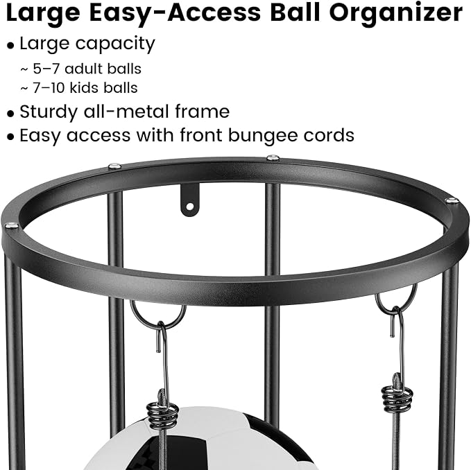 Garage Ball Storage Rack – Freestanding & Wall Mounted Sports Organizer - Image 2