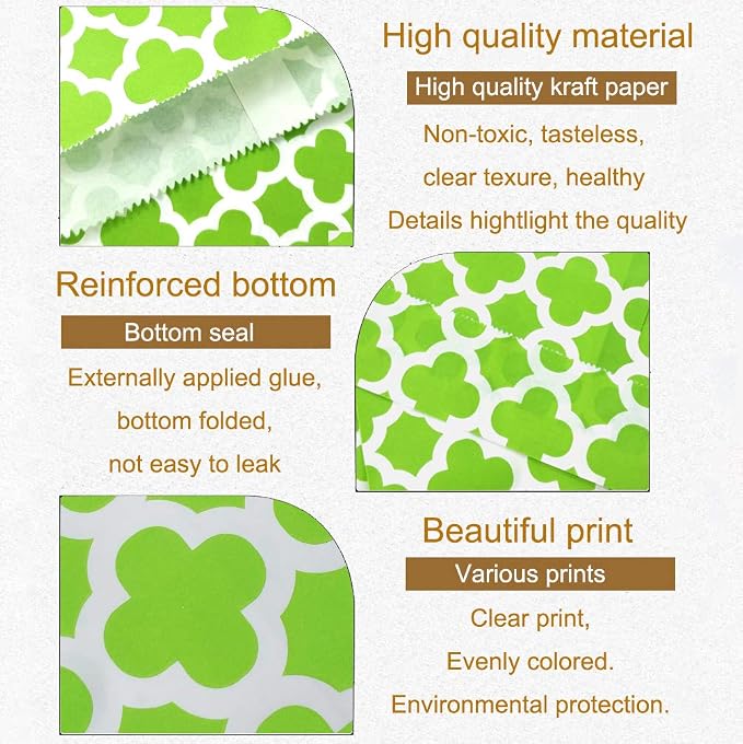 KEYYOOMY 100 Pcs Lime Green Candy Buffet Bags Small Cookie Bags Polka Dot Paper - Image 3