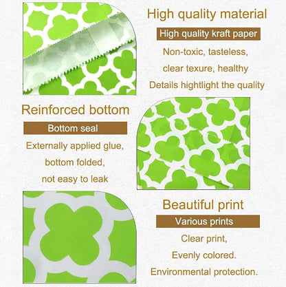 KEYYOOMY 100 Pcs Lime Green Candy Buffet Bags Small Cookie Bags Polka Dot Paper - Image 3
