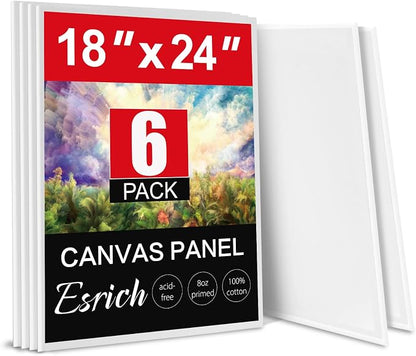 ESRICH Canvas for Painting 18x24 Inch, 6 Pack Canvas Boards for Painting Cotton by ESRICH