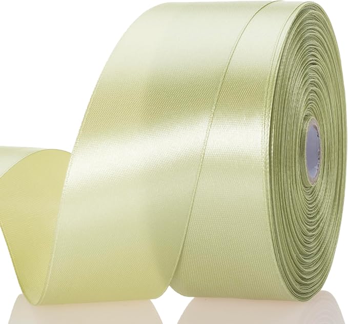 1 1/2 Inch Spring Green/Fresh Sprout Solid Satin Ribbon, 50 Yards Craft Fabric by YASEO