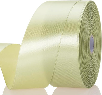 1 1/2 Inch Spring Green/Fresh Sprout Solid Satin Ribbon, 50 Yards Craft Fabric by YASEO