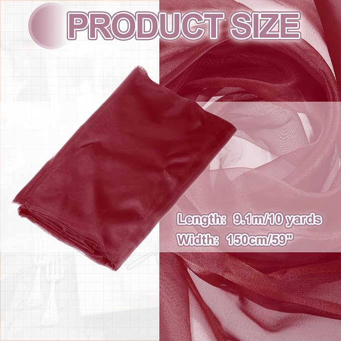 MECCANIXITY Iridescent Sheer Organza Fabric, 10 Yards x 59 Inches Solid - Image 2