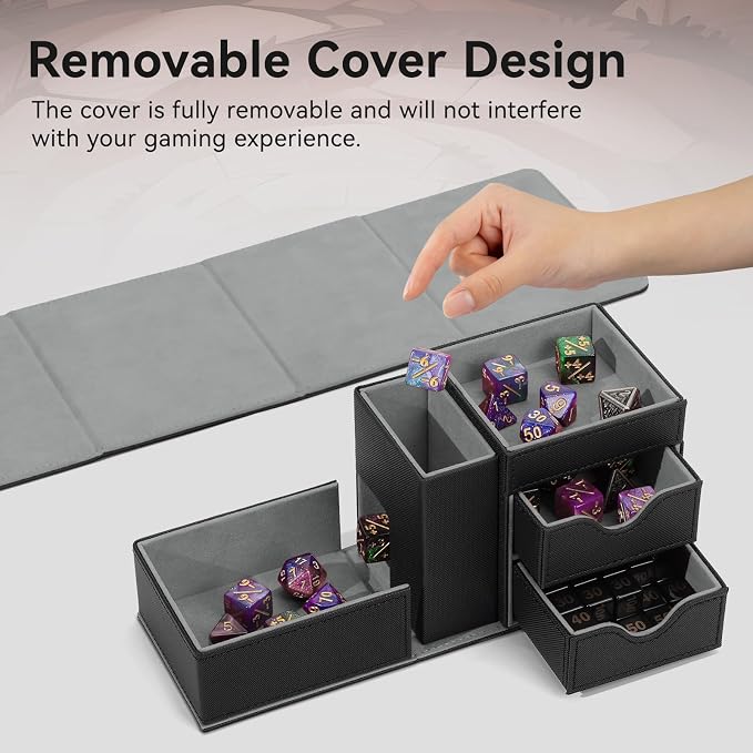 Dice Tray & Dice Tower Storage Box, 3 in 1 Dice Holder Case, Leather Magnetic - Image 4