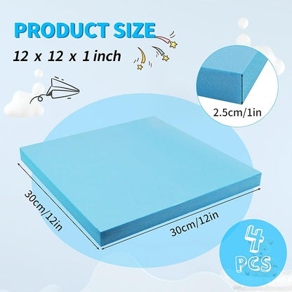 LuckyFoam Blue 4 Pack 12x12x1 inch Foam Sheets 1 Inch Thick Polystyrene - Image 2