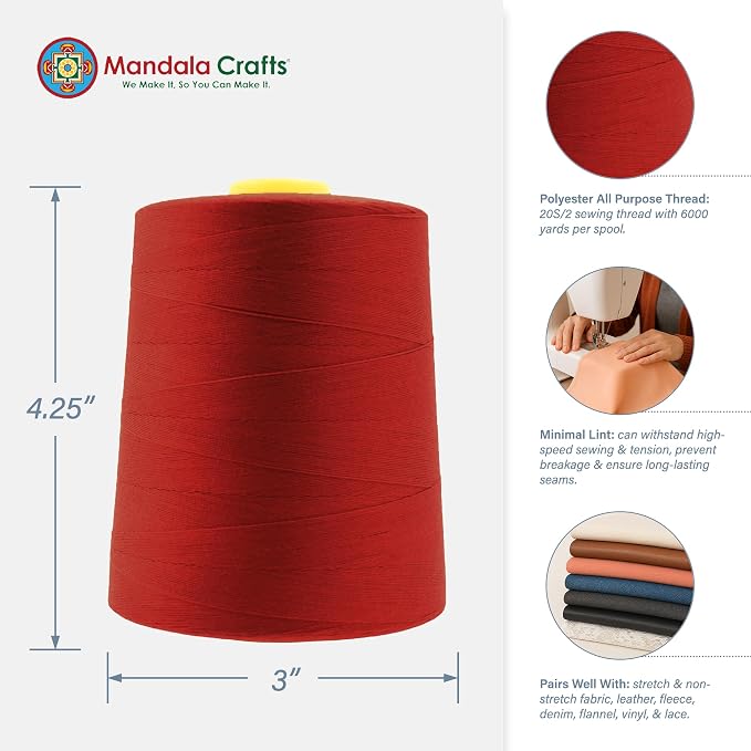 Mandala Crafts 4 Pack of Serger Threads Cones Spools - Image 3