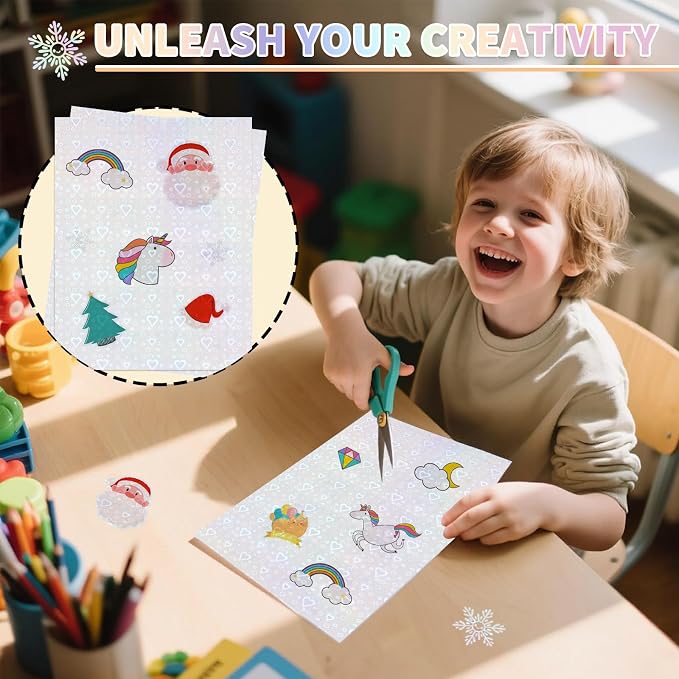 20 Sheets Holographic Sticker Paper, 8.5x11 Inch Clear Printable Vinyl Sticker - Image 6