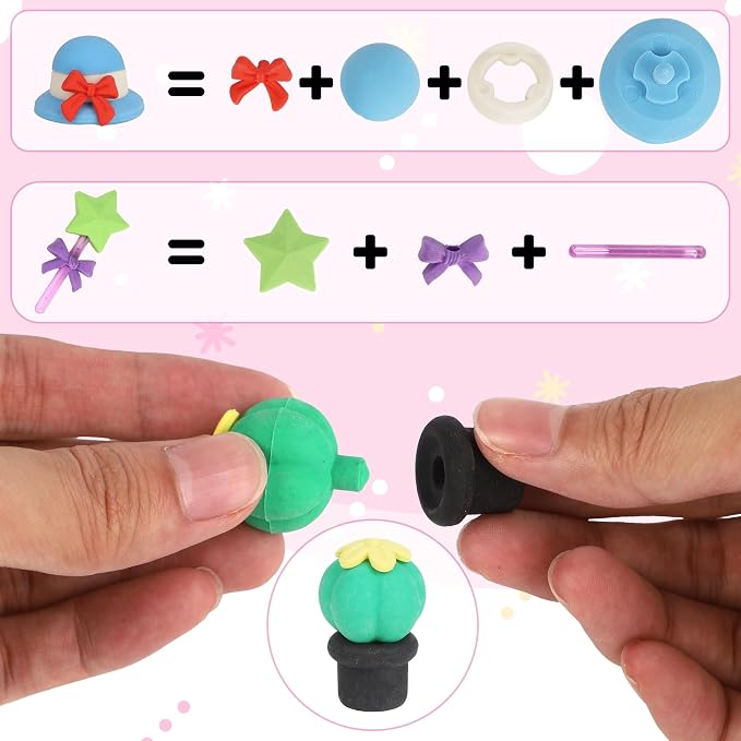 72 Pcs Erasers for Kids, Mini Pencil Eraser Bulk Classroom Prizes, Fun Puzzle - Image 2