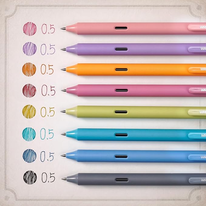 WRITECH Fine Point Gel Pens: 8ct 0.5mm Multi Colored Ink Colors Retractable Pen - Image 2