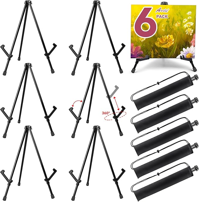 AROIC 6 pack 14'' Tabletop Easels, Adjustable Portable Table Top Easel by AROIC