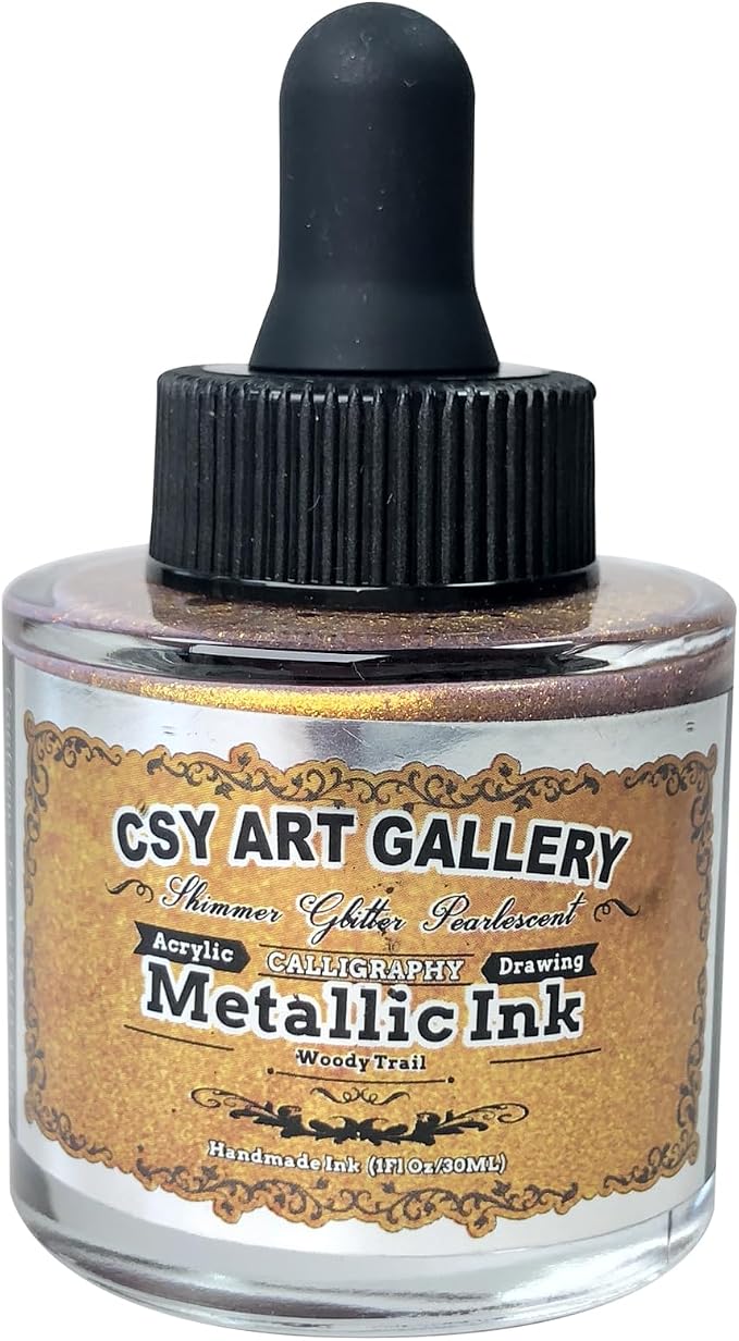 CSY Art GalleryMetallic Acrylic Paint Inks -Gold Calligraphy Ink -Golden by CSY+art+gallery