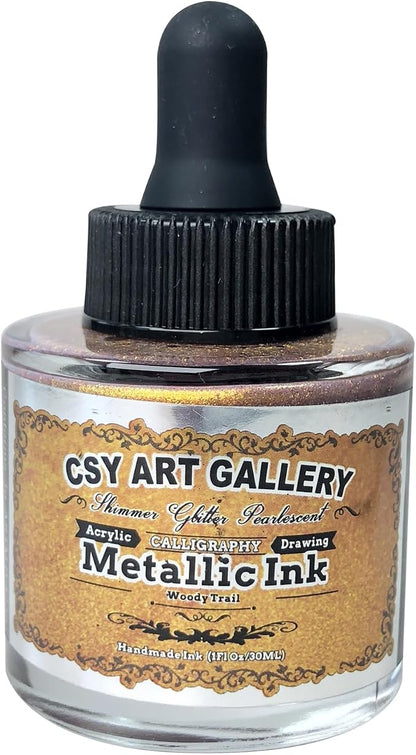 CSY Art GalleryMetallic Acrylic Paint Inks -Gold Calligraphy Ink -Golden by CSY+art+gallery