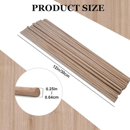 24pcs Wooden Dowel Rods, 1/4 X 12 Inch Long Walnut Dowel Rod Wooden Sticks - Image 3