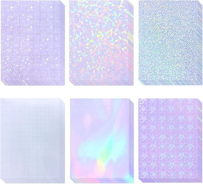 36 Sheets Holographic Laminate Sheets Transparent Holographic Sticker Paper by Buynow