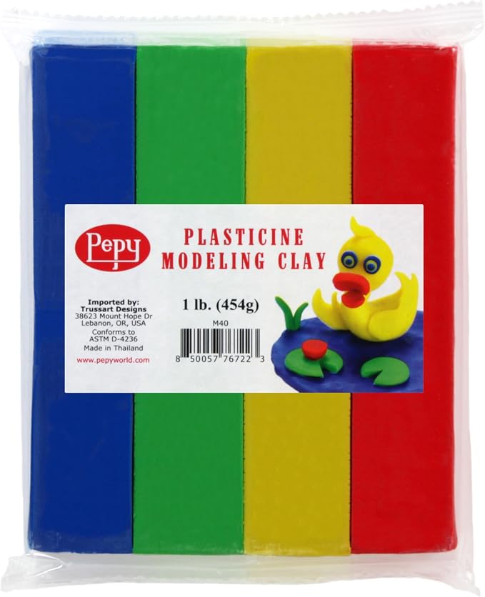 Pepy Reusable and Non-Drying Oil-Based Plasticine Modeling Clay, Primary Colors by Pepy